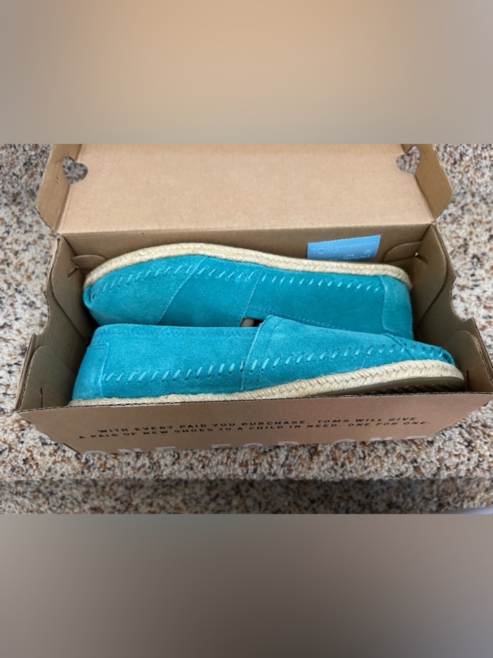 TOMS Turquoise Suede Espadrille Slip-On Flats - Picture 11 of 12